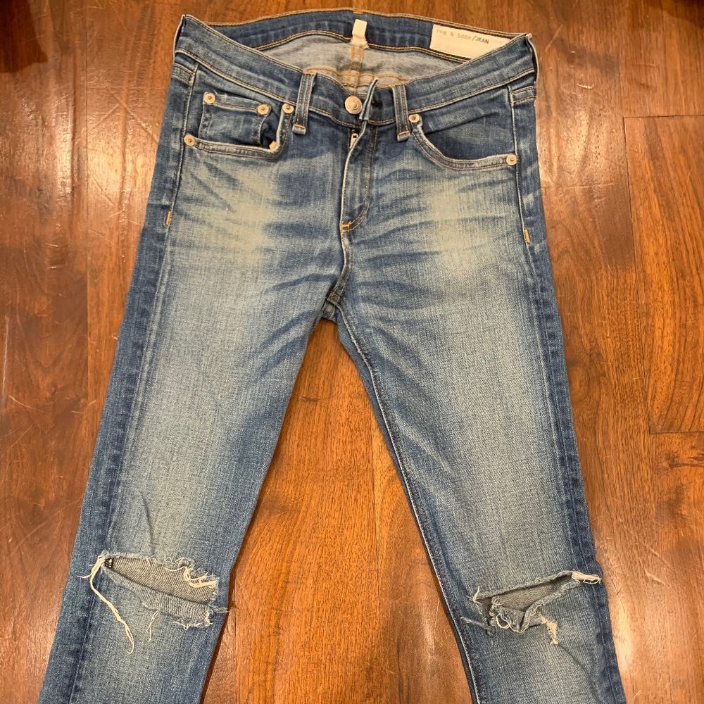 Rag & Bone Ripped Blue Jeans Size 26